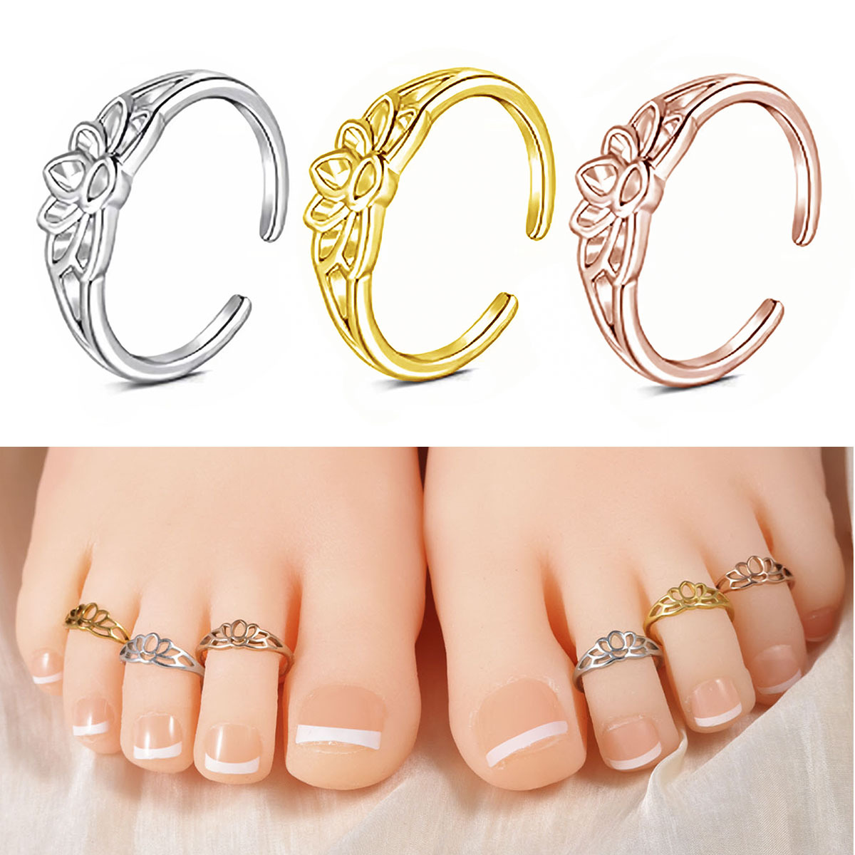 Women'S Fashion Rings Gold - 여성용 스테인레스 스틸 연꽃 발가락 반지,