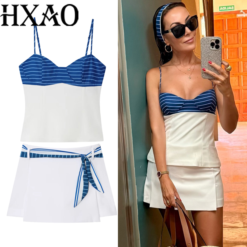 Corset Top Boned - HXAO 보우 스트라이프 여성 스커트 숏