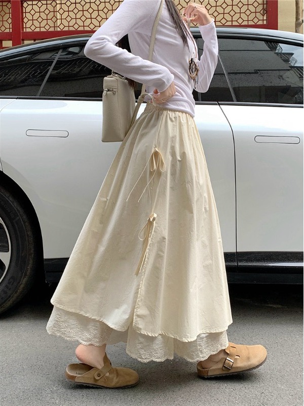 A-Line Skirt Midi - 플러스 사이즈 여성을위한 하이 웨이스트 레이스