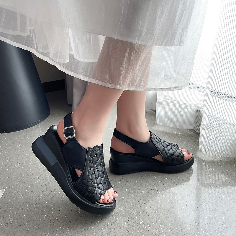 Women Fashion Korean - 2026 여성 패셔너블 플랫폼 웨지 슈즈: