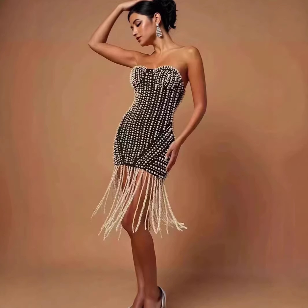 Women'S Fashion Dresses Images - 섹시한 스트랩리스 힙허깅 숏 드레스 미니