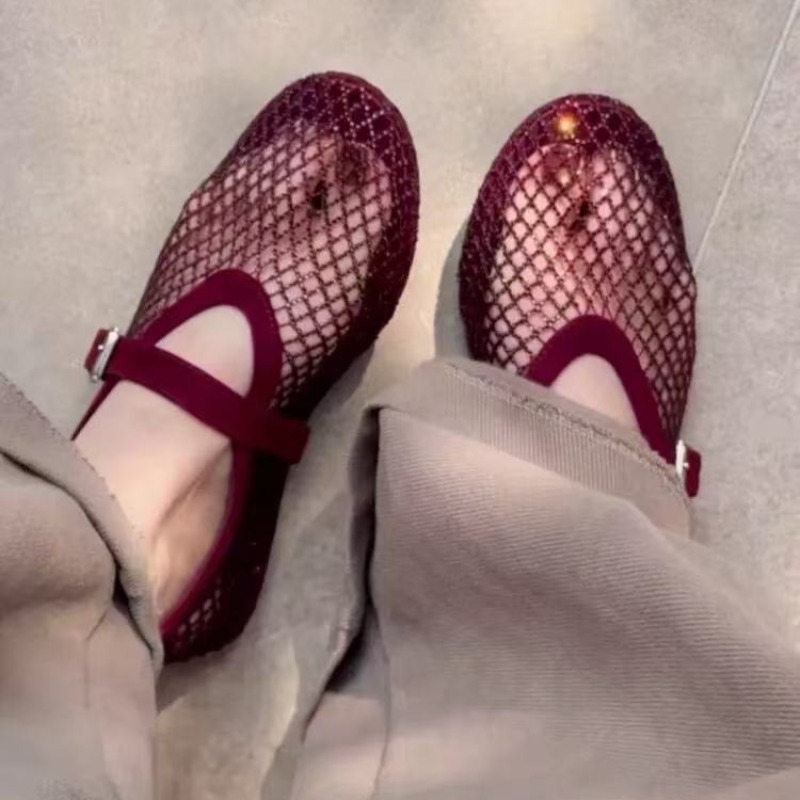 Women'S Fashion Walking Shoes - 속이 빈 라인스톤 바오토우 샌들 여성용