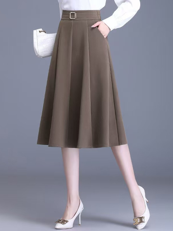 플러스 사이즈 여성 슬리밍 탄성 허리 미디 스커트 A라 - A-Line Skirt Midi 리뷰 및 가격