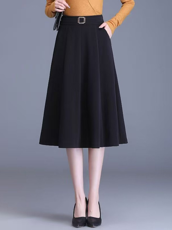 플러스 사이즈 여성 슬리밍 탄성 허리 미디 스커트 A라 - A-Line Skirt Midi 리뷰 및 가격