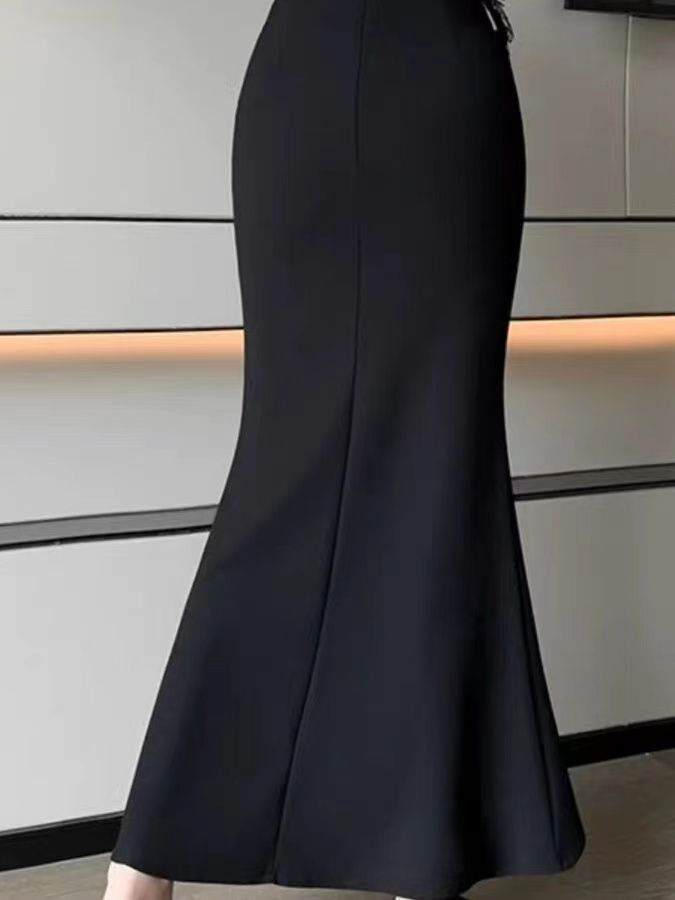 세련된 한국 스타일 단색 밴딩 허리 피쉬테일 스커트 가 - A-Line Skirt Midi 리뷰 및 가격