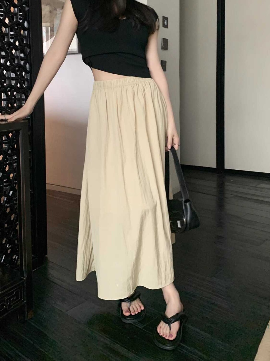 특대 사이즈 아이스 실크 하이웨이스트 드레이프 플리츠  - A-Line Skirt Midi 리뷰 및 가격