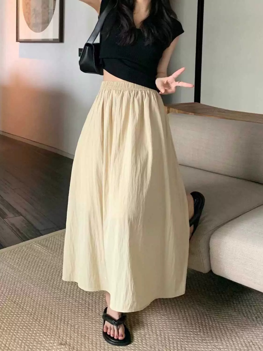 특대 사이즈 아이스 실크 하이웨이스트 드레이프 플리츠  - A-Line Skirt Midi 리뷰 및 가격