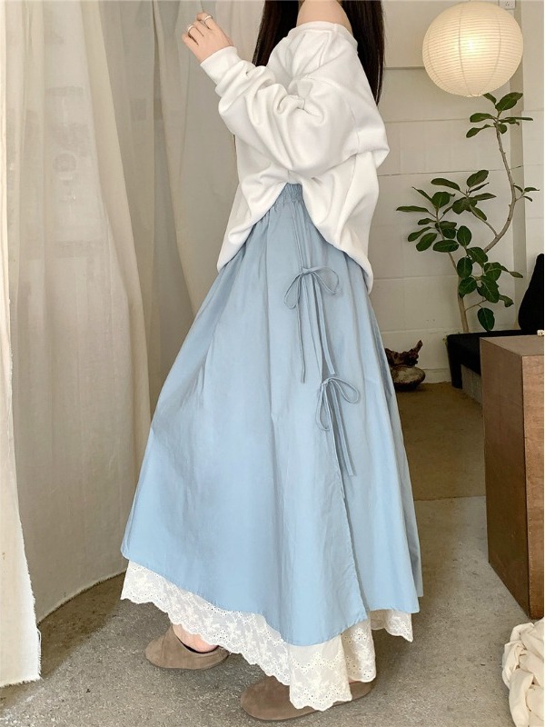 플러스 사이즈 여성을위한 하이 웨이스트 레이스 트림 A - A-Line Skirt Midi 리뷰 및 가격