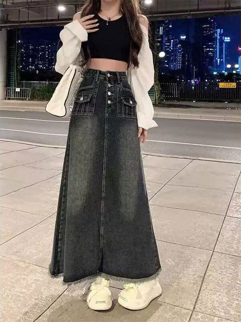 하이웨이스트 A라인 미디 데님 스커트 여성 여름 슬리밍 - A-Line Skirt Midi 리뷰 및 가격