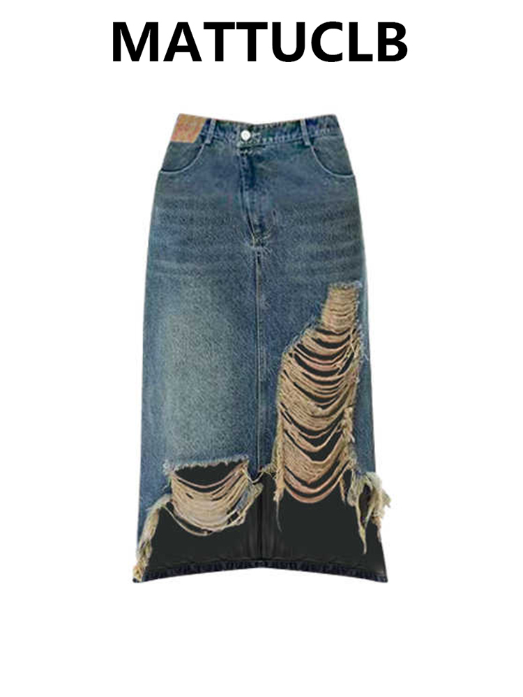 여성 2000년대 미디 스커트 찢어진 데님 스커트 K팝 - A-Line Skirt Midi 리뷰 및 가격