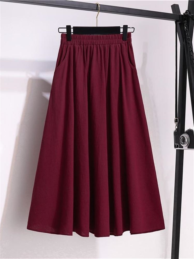 2024 신상 하이웨이스트 코튼 린넨 A라인 스커트 여 - A-Line Skirt Midi 리뷰 및 가격
