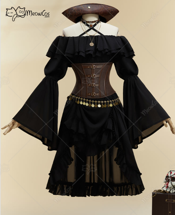 MOBBUNNY 여성용 할로윈 검은 해적 스타일 정장  - Corset Top Boned 리뷰 및 가격