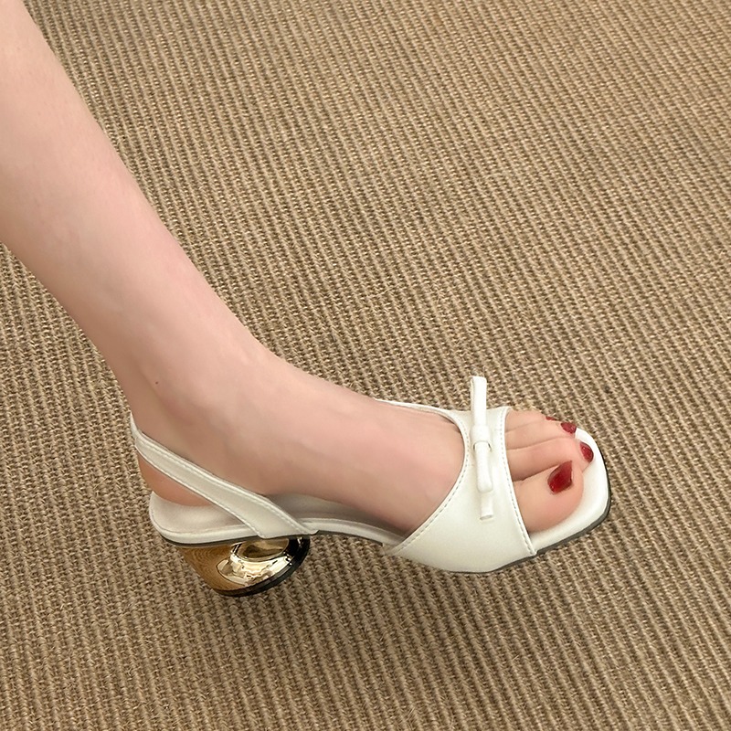 패션 하이힐, 여름 리본 장식 오픈토 청키힐 샌들, 큰 - Women Fashion Korean 리뷰 및 가격