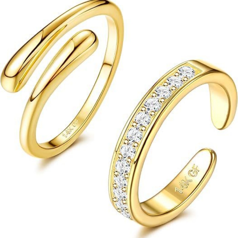 여성용 14K 금도금 조절 가능 지르콘 발찌 투피스 세 - Women'S Fashion Rings Gold 리뷰 및 가격