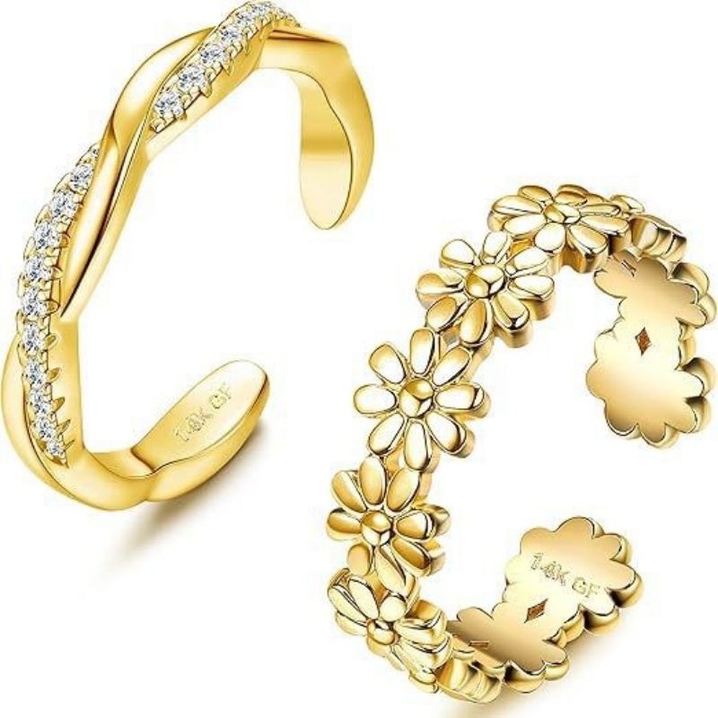 여성용 14K 금도금 조절 가능 지르콘 발찌 투피스 세 - Women'S Fashion Rings Gold 리뷰 및 가격