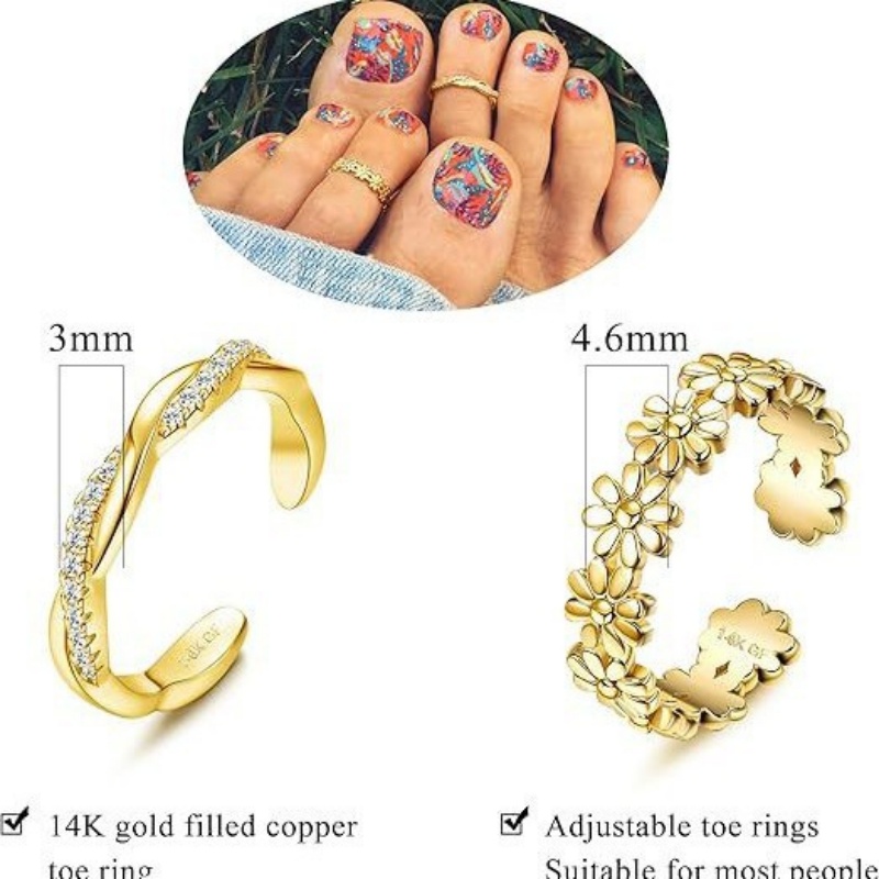 여성용 14K 금도금 조절 가능 지르콘 발찌 투피스 세 - Women'S Fashion Rings Gold 리뷰 및 가격