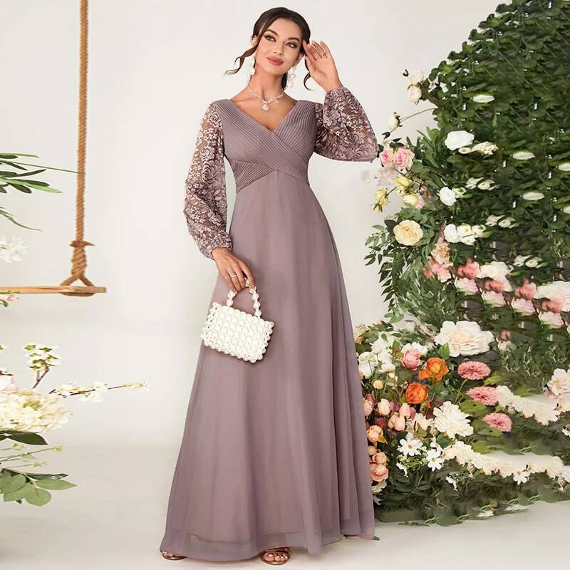 이브닝 가운 롱 슬림핏 드레스, 신상 연회 사회자 V넥 - Women'S Fashion Dresses Images 리뷰 및 가격