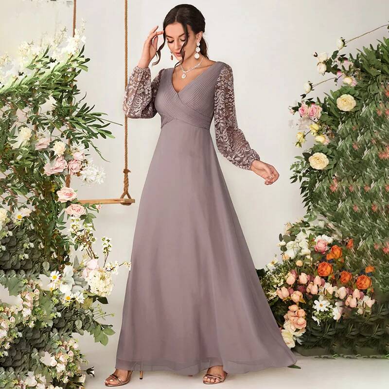 이브닝 가운 롱 슬림핏 드레스, 신상 연회 사회자 V넥 - Women'S Fashion Dresses Images 리뷰 및 가격