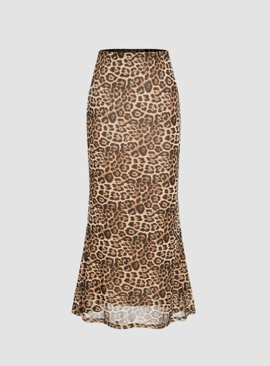 레오파드 프린트 맥시 스커트 하이웨이스트 스트레치 바디 - A-Line Skirt Midi 리뷰 및 가격