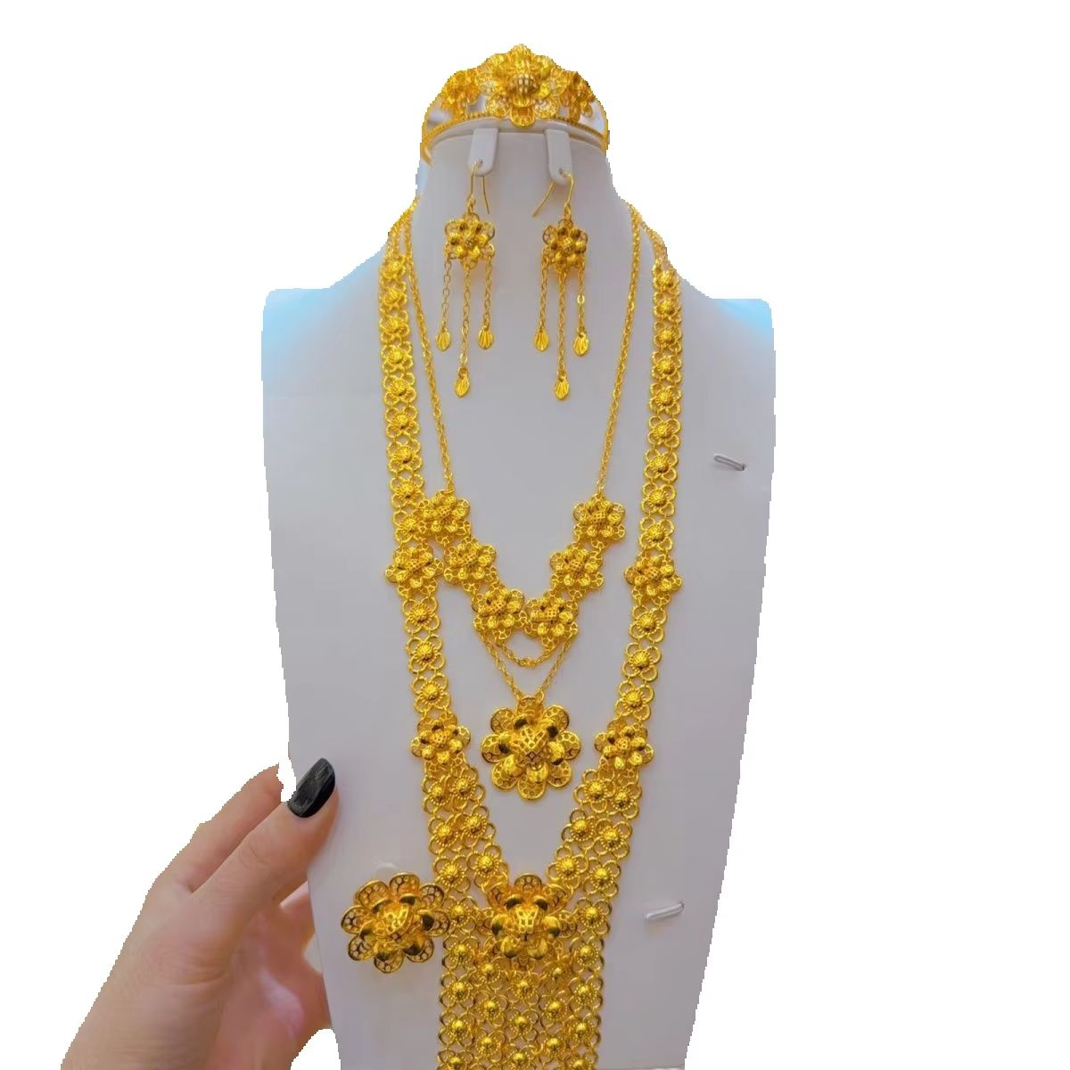 새로운 프랑스 고급 24K 금도금 목걸이 귀걸이 반지  - Women'S Fashion Rings Gold 리뷰 및 가격