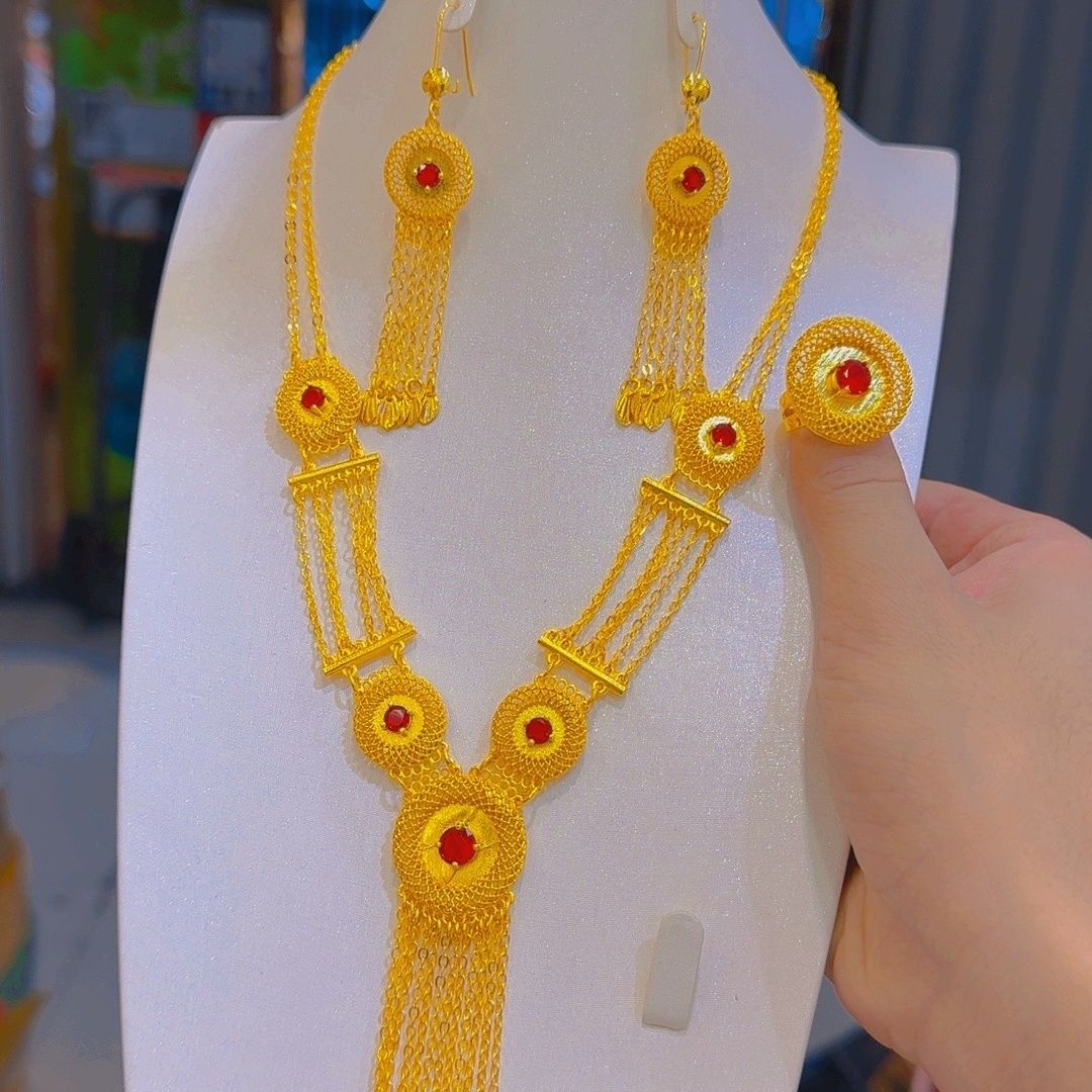 새로운 프랑스 24K 금도금 목걸이, 귀걸이, 반지,  - Women'S Fashion Rings Gold 리뷰 및 가격