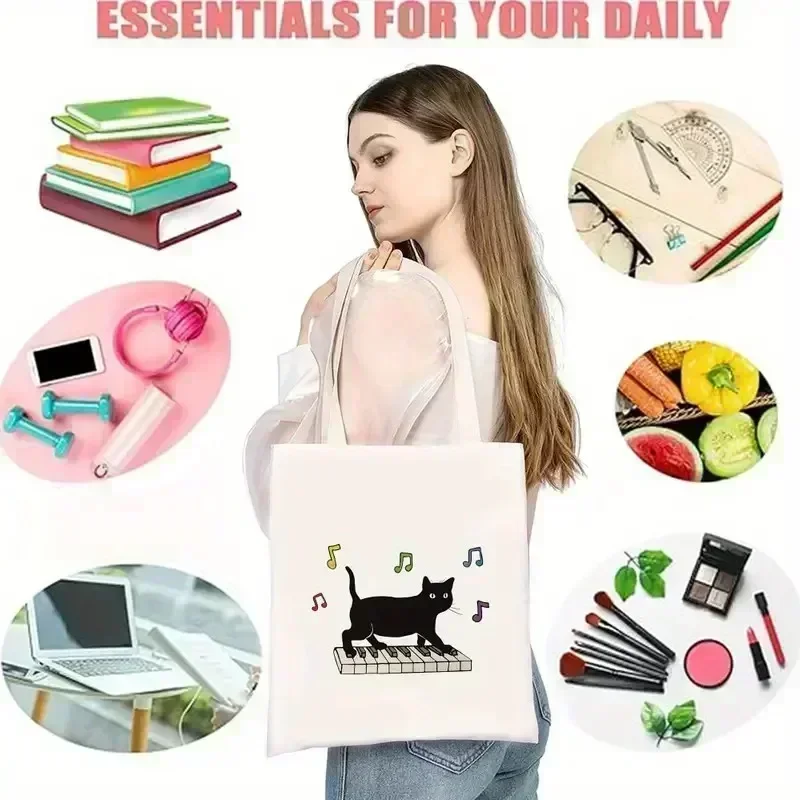 고양이와 함께한 시간을 담은 인쇄된 캔버스 토트백, 캠 - Women Fashion Quotes 리뷰 및 가격
